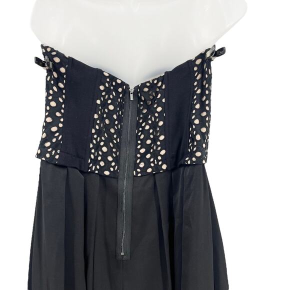 BCBG MAXAZRIA Tess Black Nude Midi High Low Hem Strapless Corset Top Size 12 - Picture 14 of 16